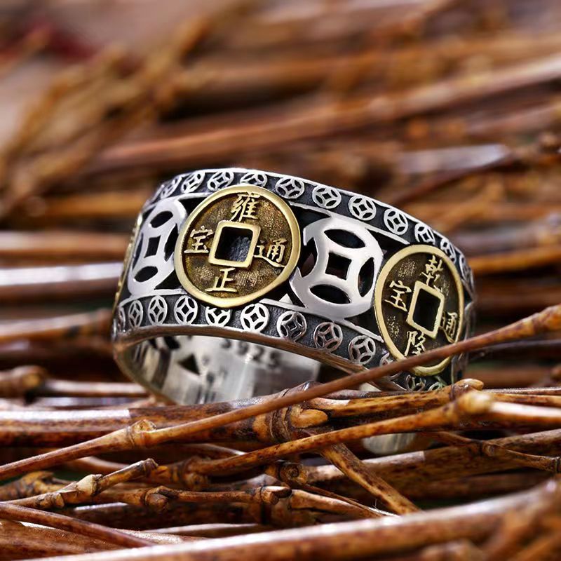 YT Vintage do old fortune transfer copper coin ring