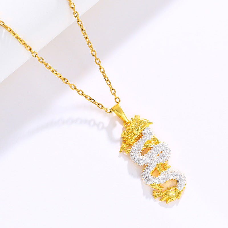 YT Gold-plated lucky Zodiac dragon pendant