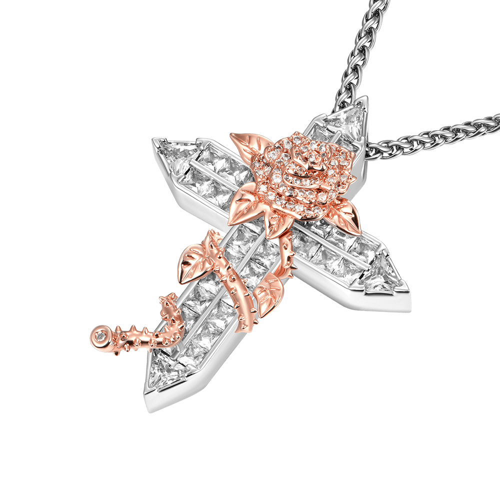 YT Aporro Rose Cross Pendant