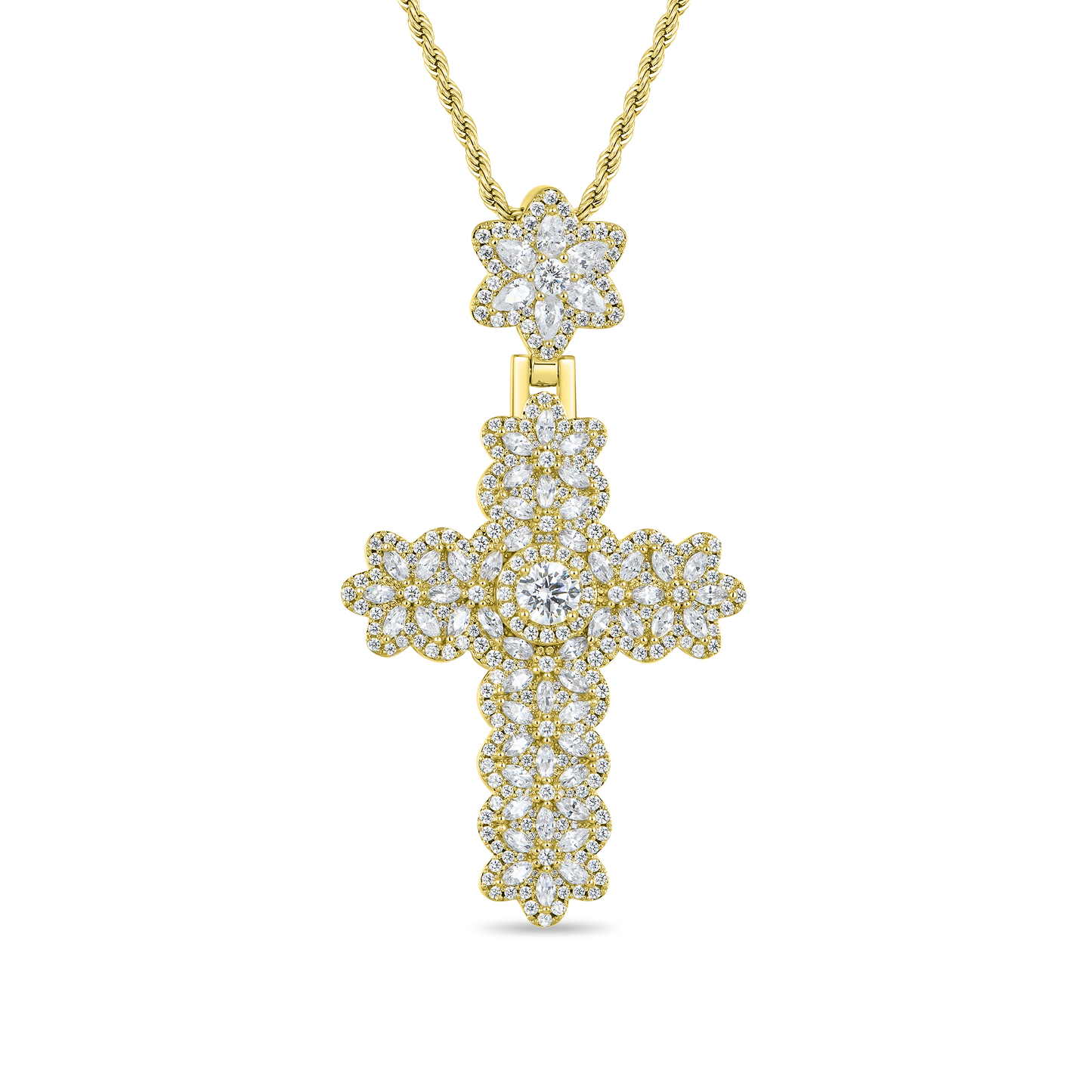 YT aporro Marquise Flower Cross Pendant