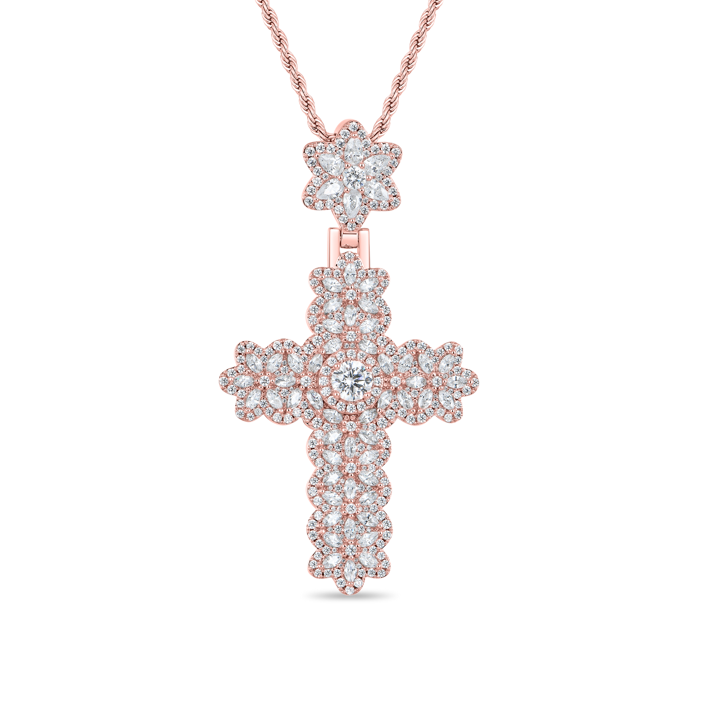 YT aporro Marquise Flower Cross Pendant