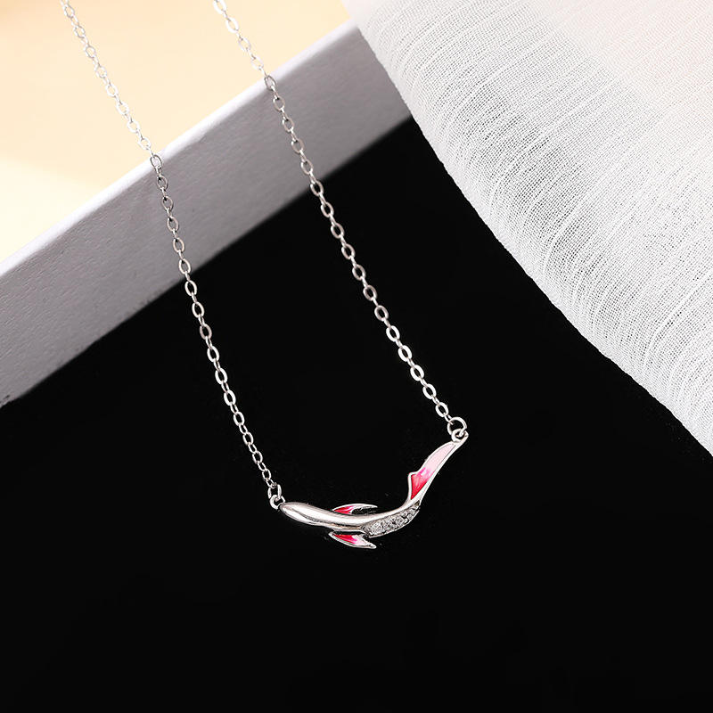 YT fashionable 925 sterling silver good luck koi fish zircon pendant gold plated necklaces