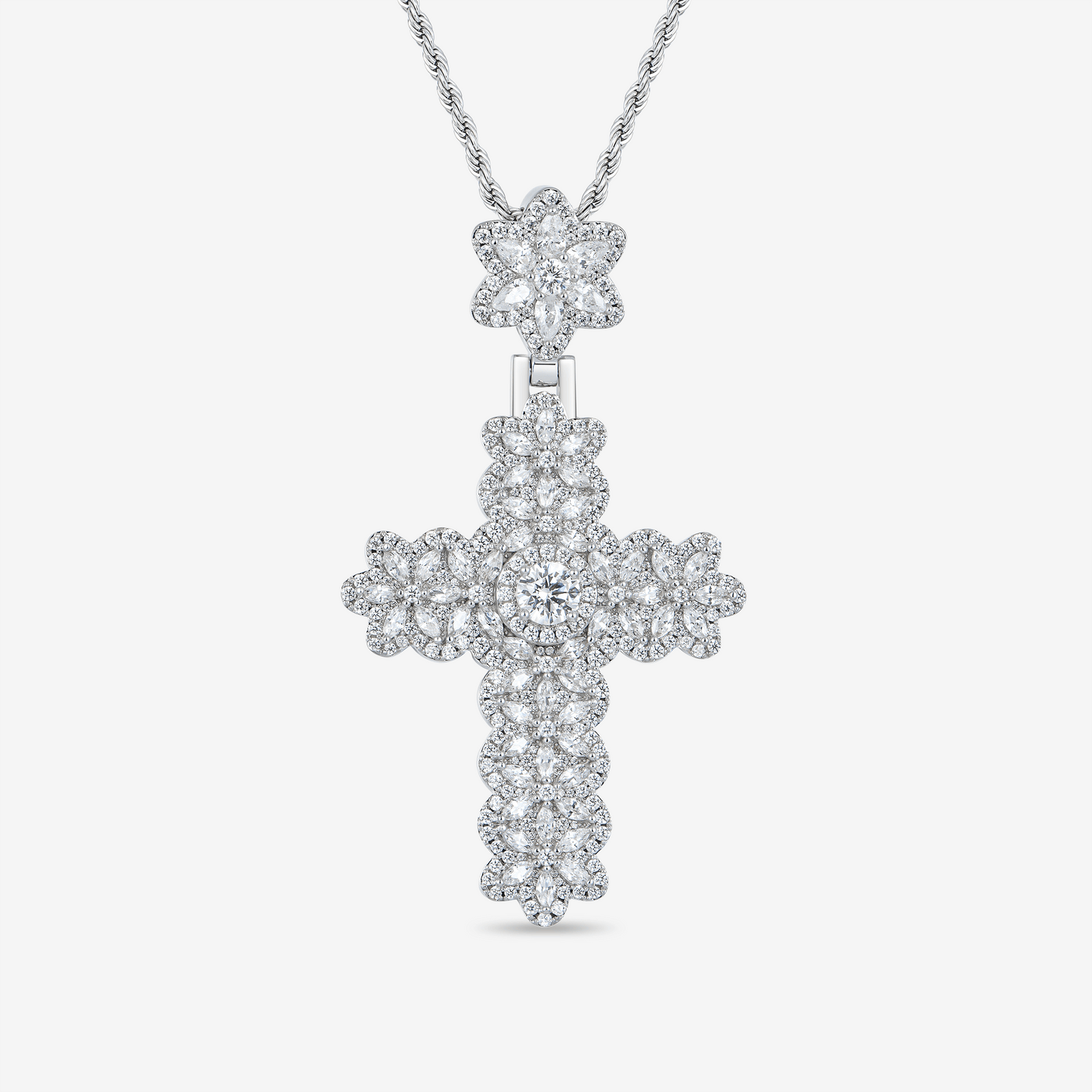 YT aporro Marquise Flower Cross Pendant
