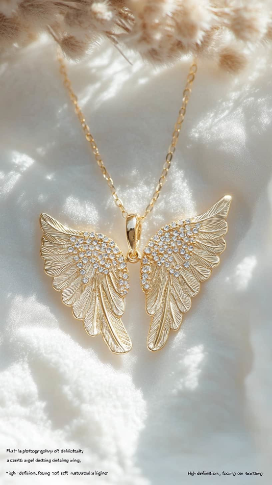 "Angel Wings" Diamond Gold Necklace