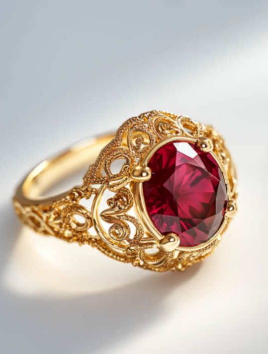 "Heart of Flame" Ruby Gold Ring