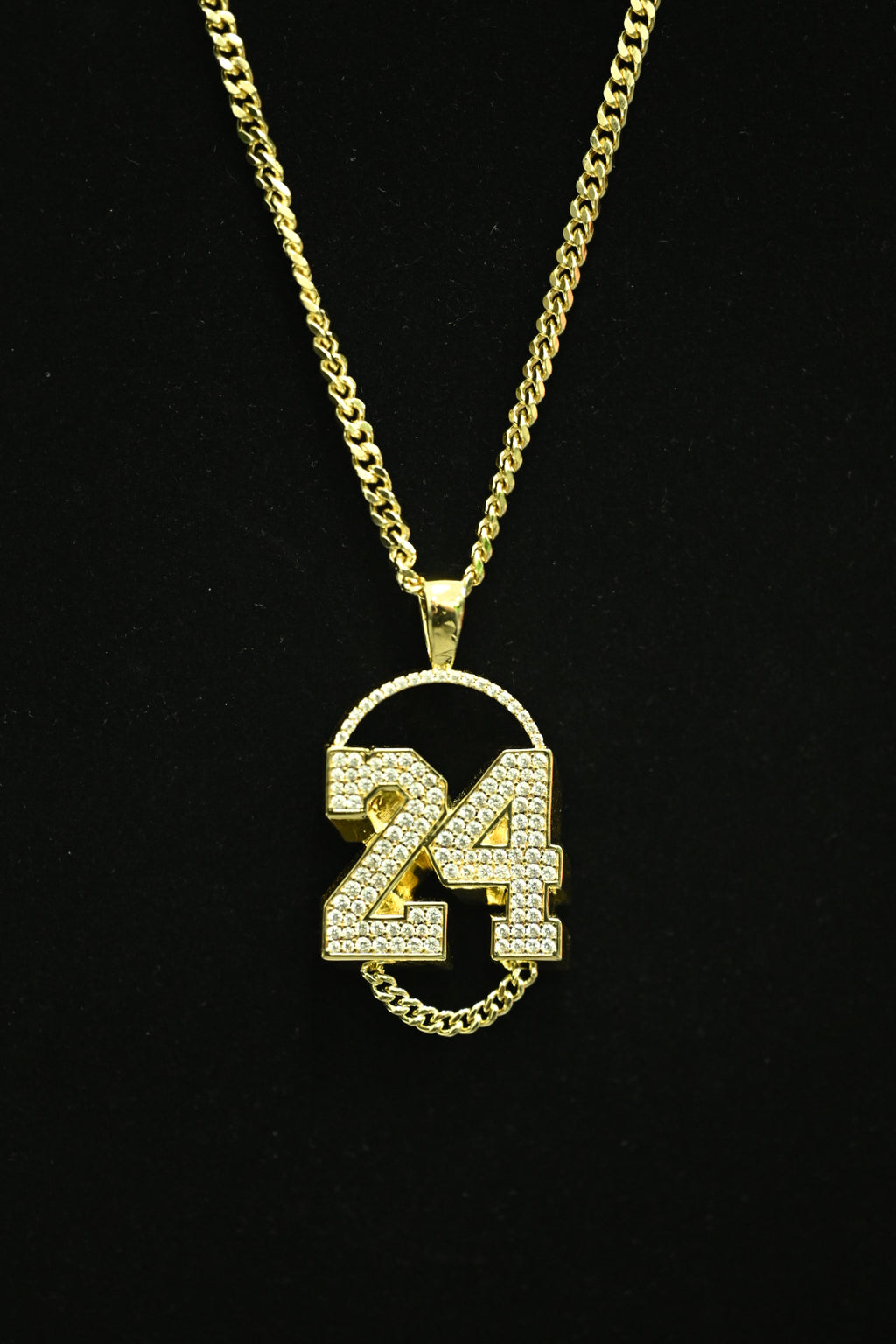 Sparkling Moments - Gold-Toned Crystal Encrusted "24" Copper Necklace