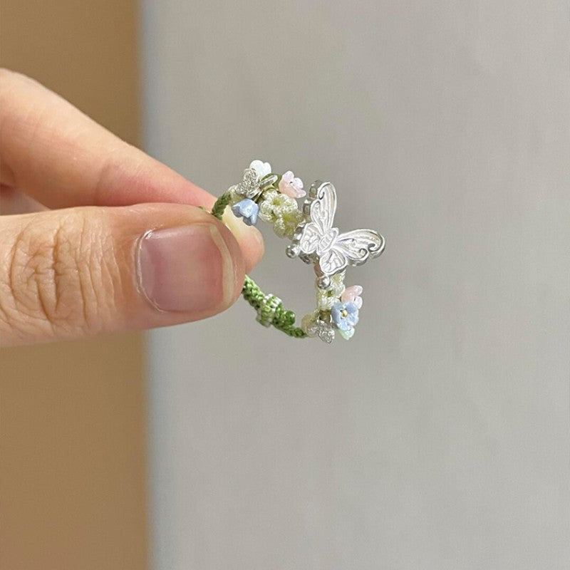 YT Weave butterfly flower rings