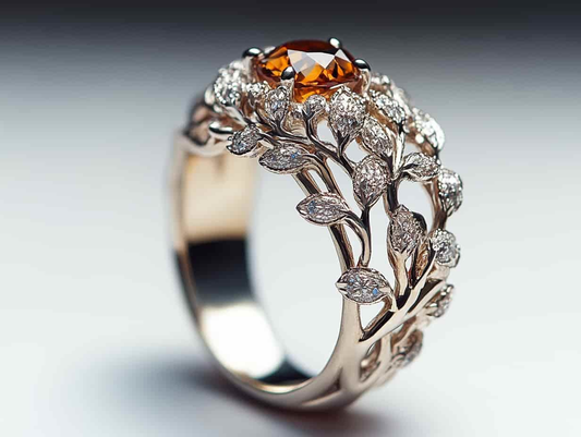 “Tree of Life" Orange Topaz Ring