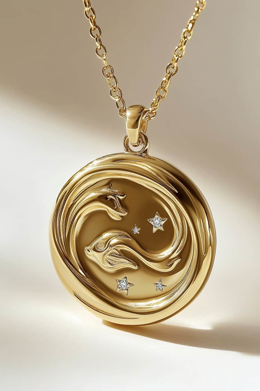 "Dance of the Stars" Gold Pisces Necklace