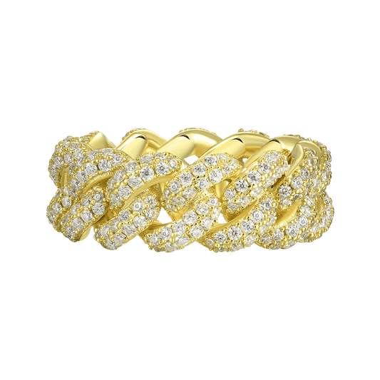 YT aporro Double Row Iced Cuban Link Ring - 9mm