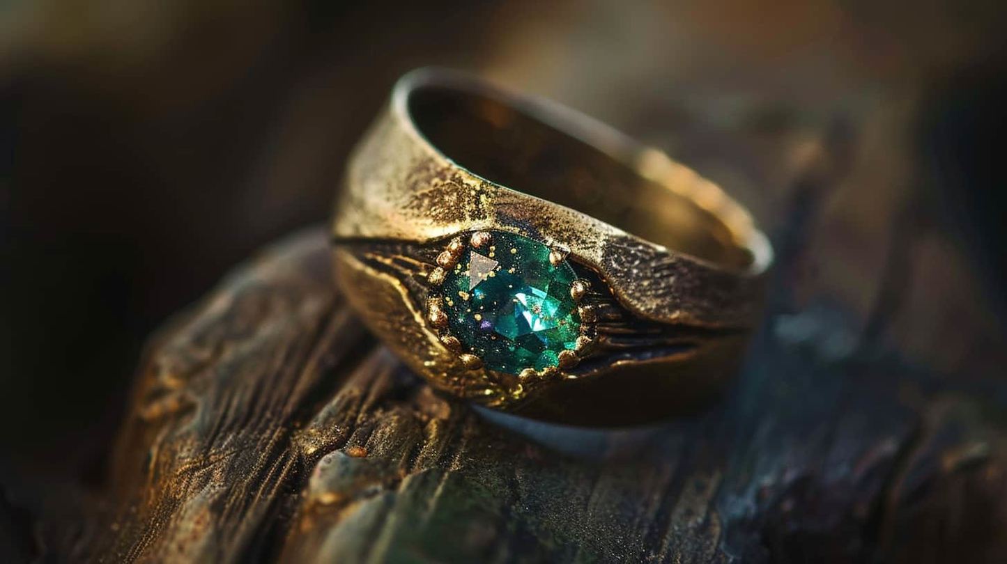 "Starlight Guardian" Green Gemstone Ring