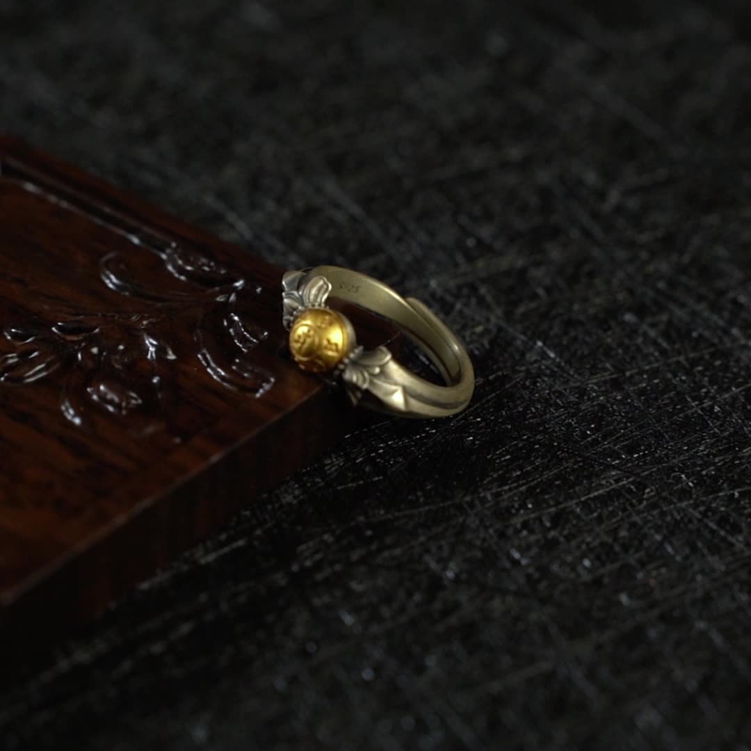 YT S925 God of Wealth vintage ring