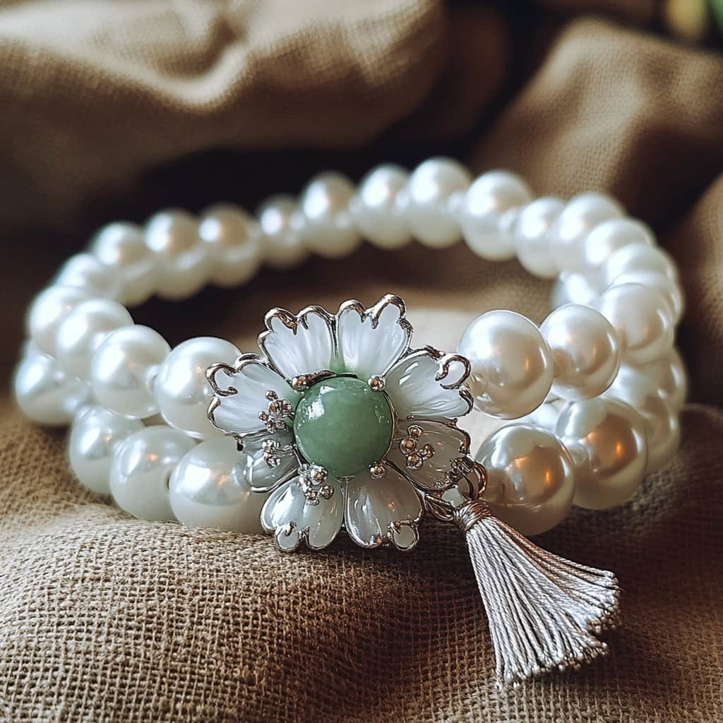 "Flourishing Spring" Jade Pearl Bracelet