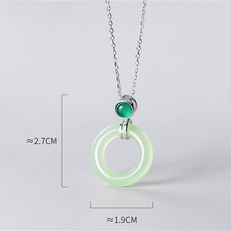 YT 925 Sterling Silver Jadeite Jade Pendant Necklace Green Gemstone Jewelry Gift for Birthday