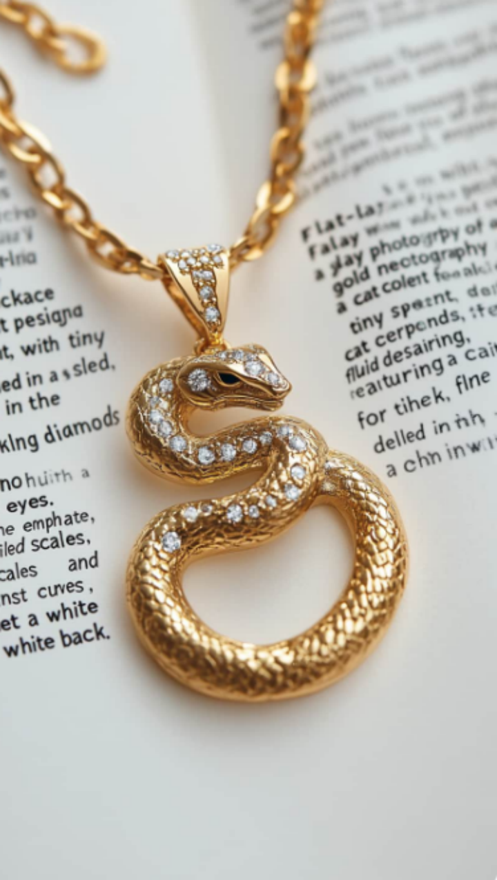 "Eternal Circle" Gold Diamond Snake Necklace