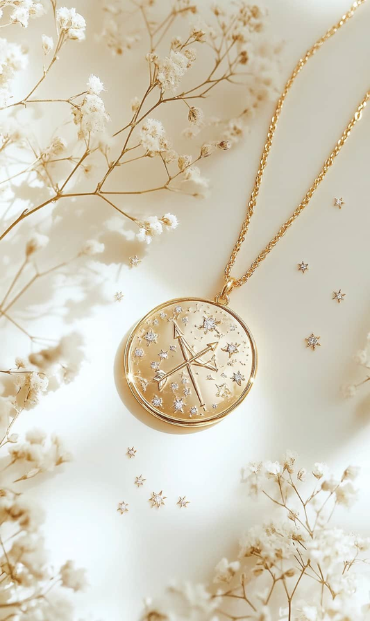 "Stellar Arrow" Gold Sagittarius Necklace