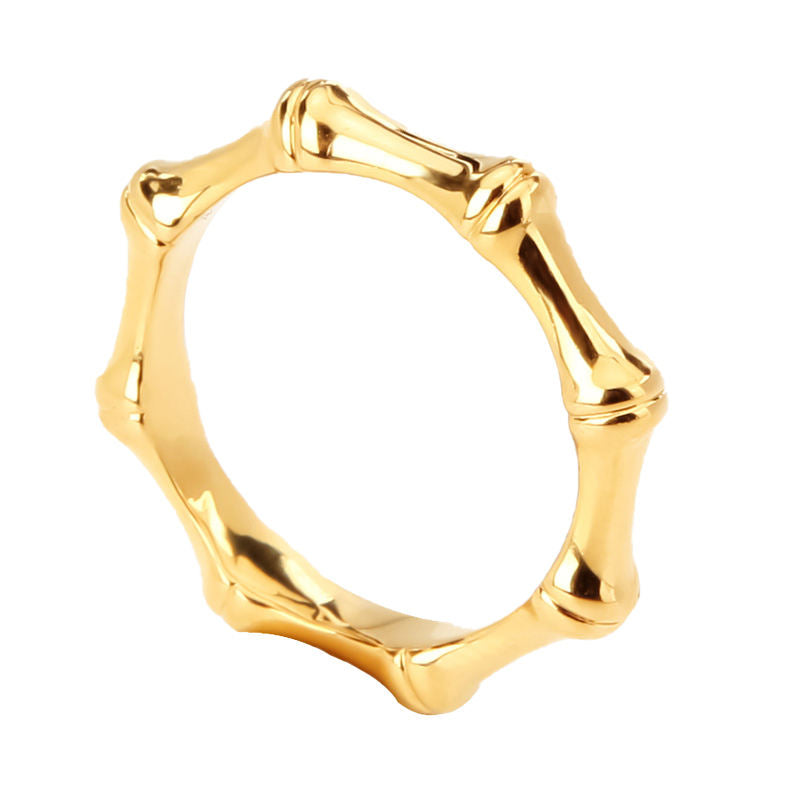 YT Unique bamboo Rings Gold Color Geometric engagement date Finger Ring Fashion Jewelry for Women