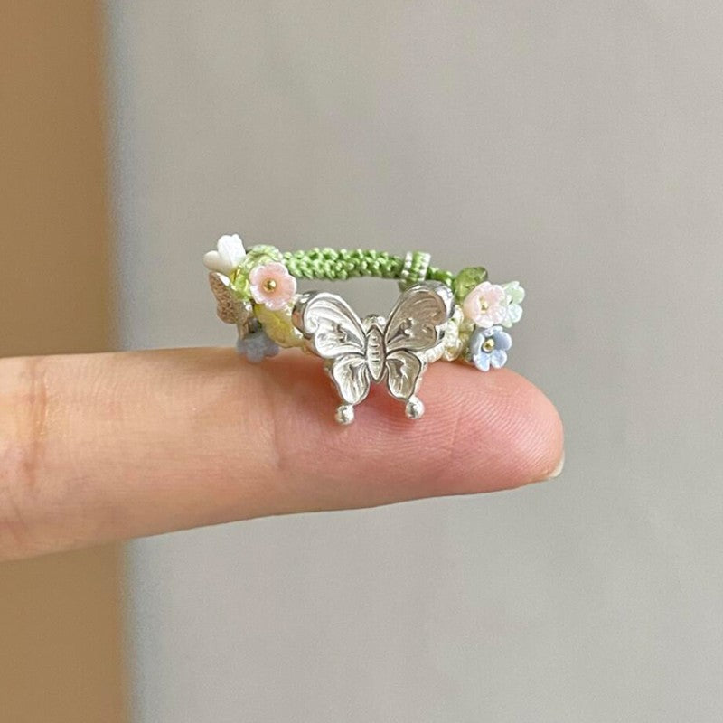 YT Weave butterfly flower rings