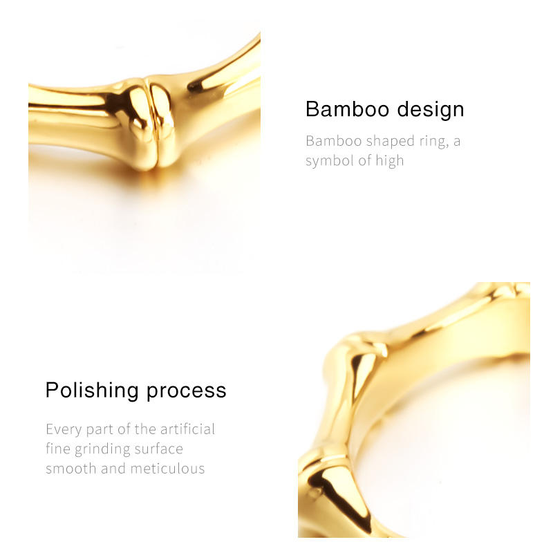 YT Unique bamboo Rings Gold Color Geometric engagement date Finger Ring Fashion Jewelry for Women