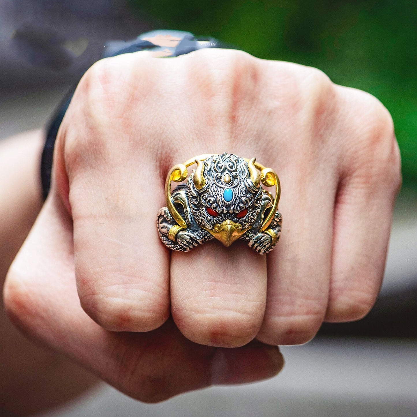 YT Vintage Golden wing roc bird ring