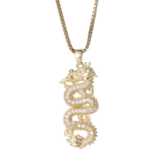 YT Gold-plated zodiac dragon Luck necklace