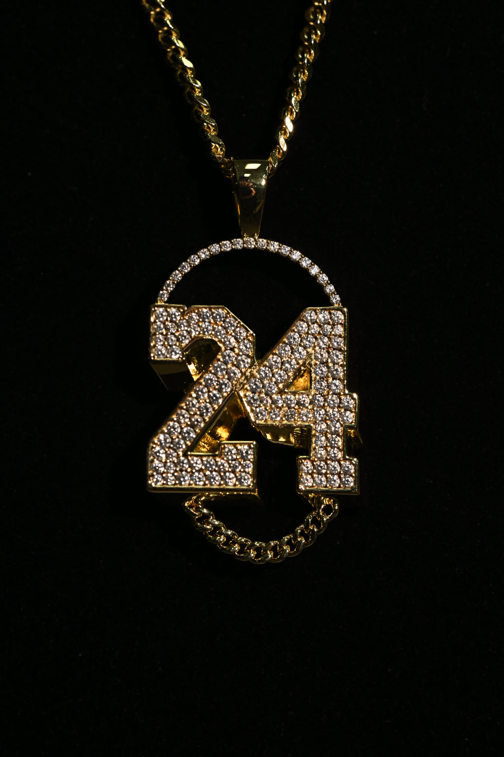 Sparkling Moments - Gold-Toned Crystal Encrusted "24" Copper Necklace