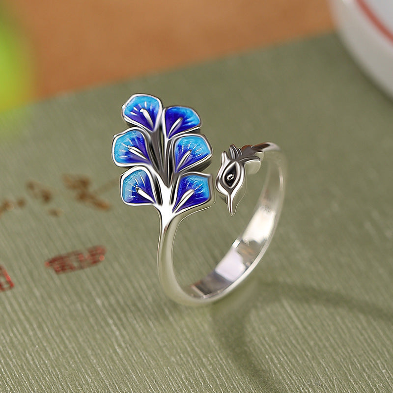 YT Cloisonne peacock open ring