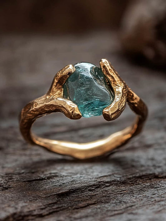 "Embrace the Blue" Golden Crystal Ring