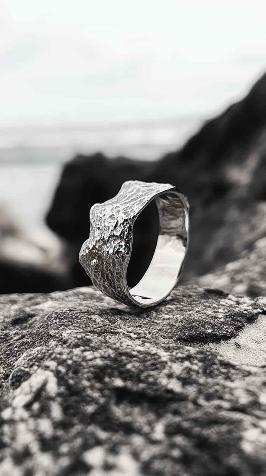 "Rock Imprint" Silver Ring