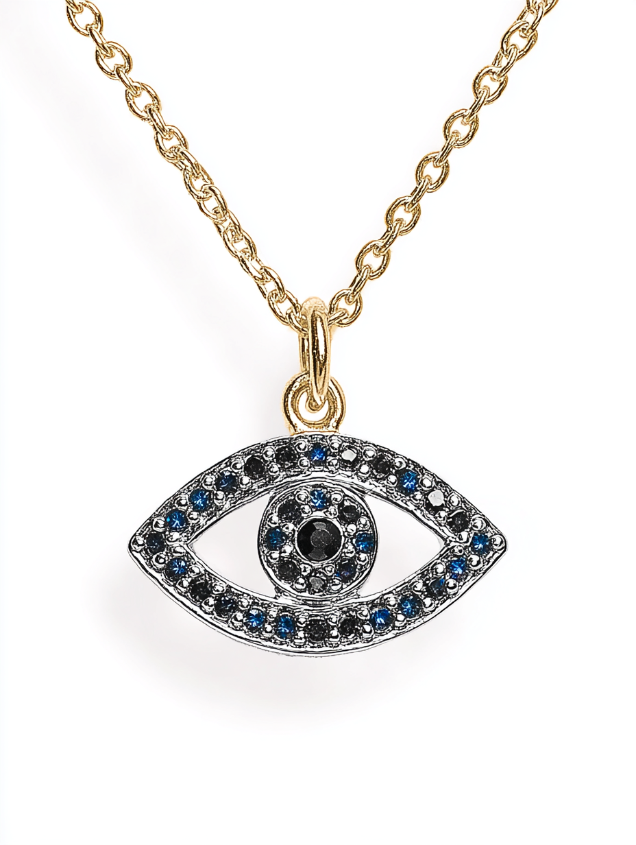 European and American fashion hip-hop color enamel plating 18K gold devil's eye pendant