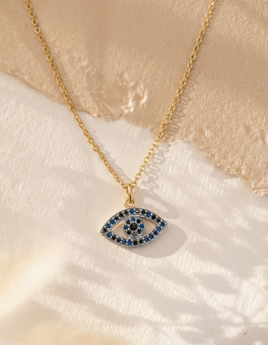 European and American fashion hip-hop color enamel plating 18K gold devil's eye pendant