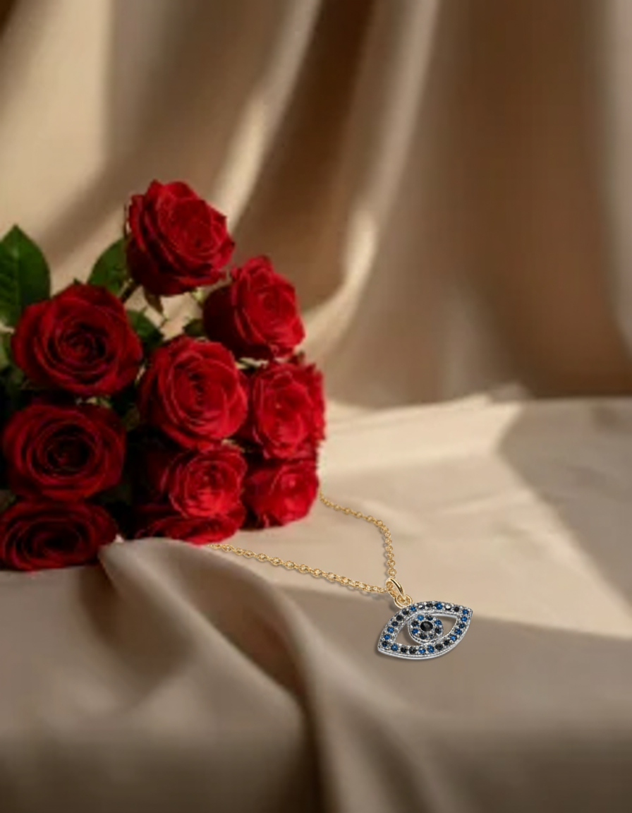 European and American fashion hip-hop color enamel plating 18K gold devil's eye pendant