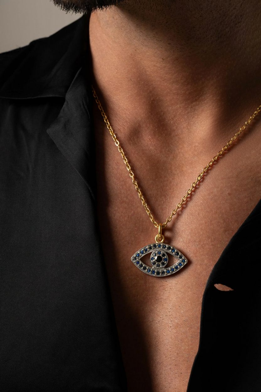 European and American fashion hip-hop color enamel plating 18K gold devil's eye pendant