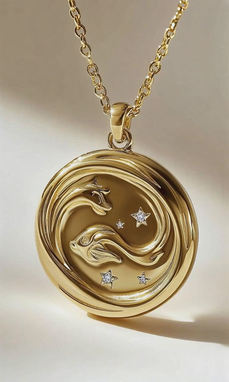"Dance of the Stars" Gold Pisces Necklace