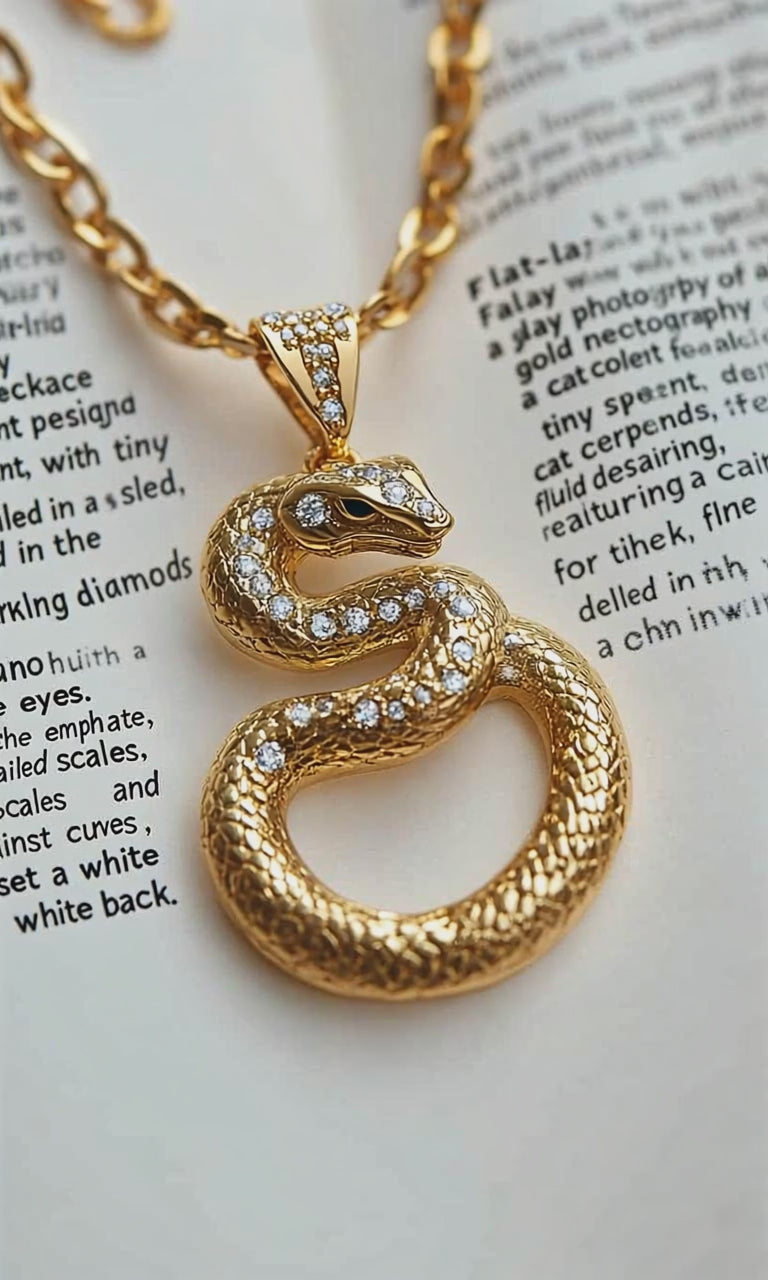 "Eternal Circle" Gold Diamond Snake Necklace