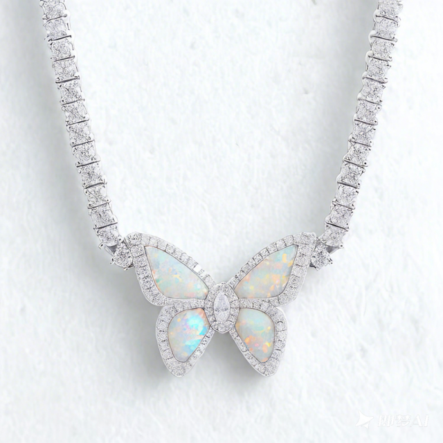 Iridescent Wings Butterfly Necklace