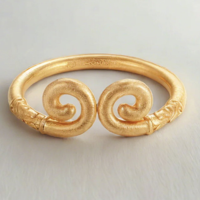 Double Spiral Fortune Gold Bracelet